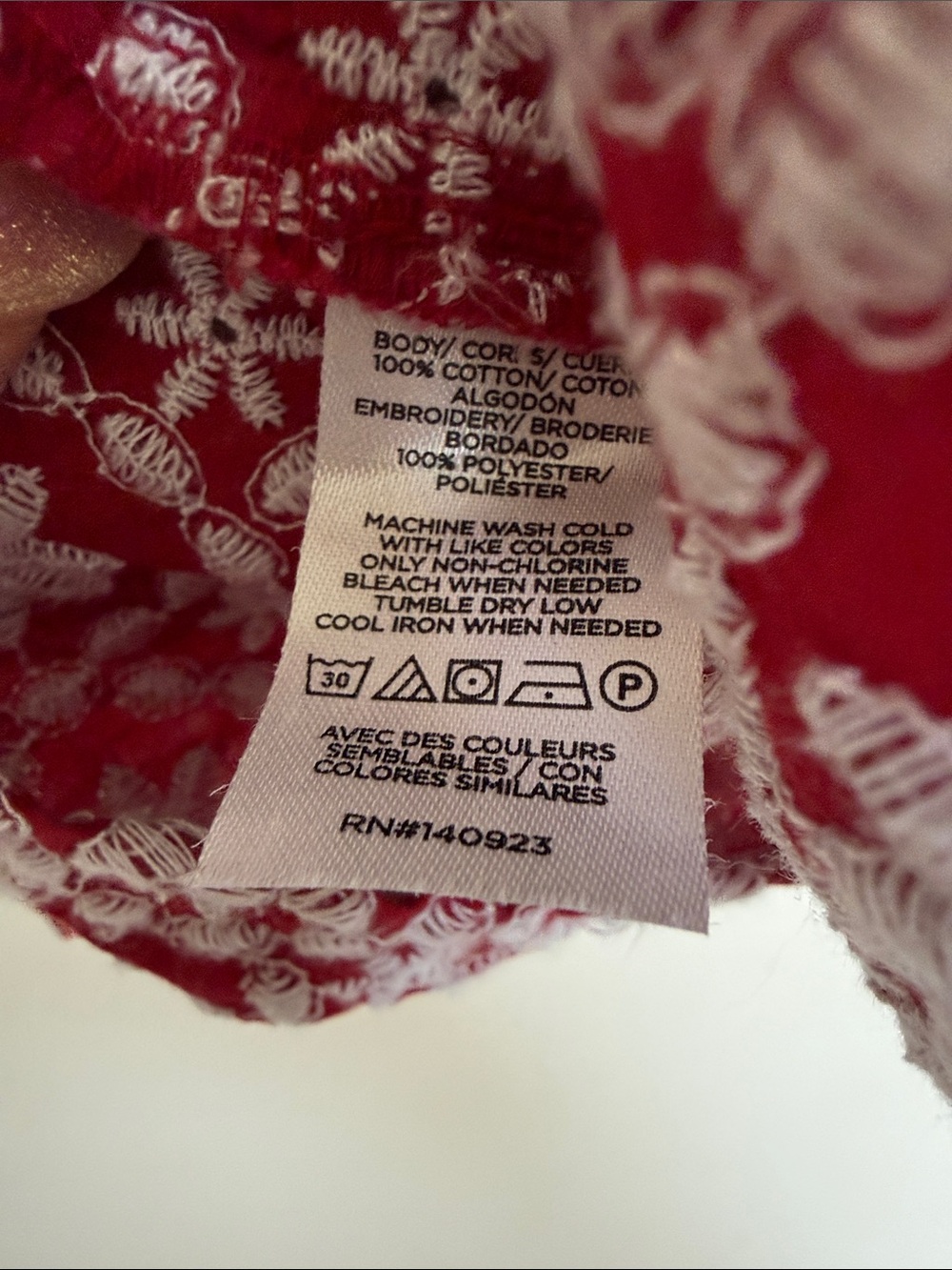 LOFT Red and White Floral Eyelet Short Sleeve Blouse - Picture 7 of 8